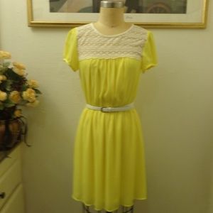 Forever 21 Yellow Lace Babydoll Dress
